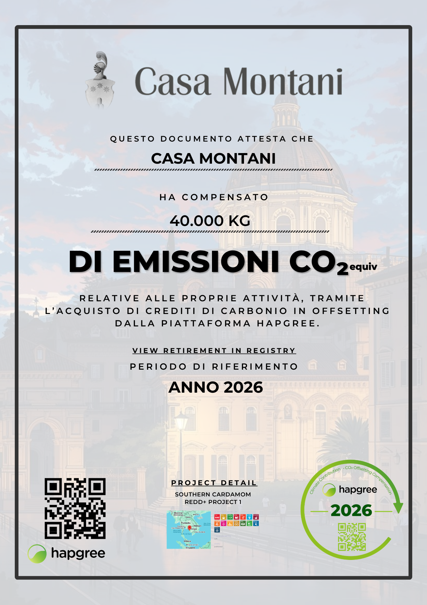 Certificato di compensazione Casa Montani