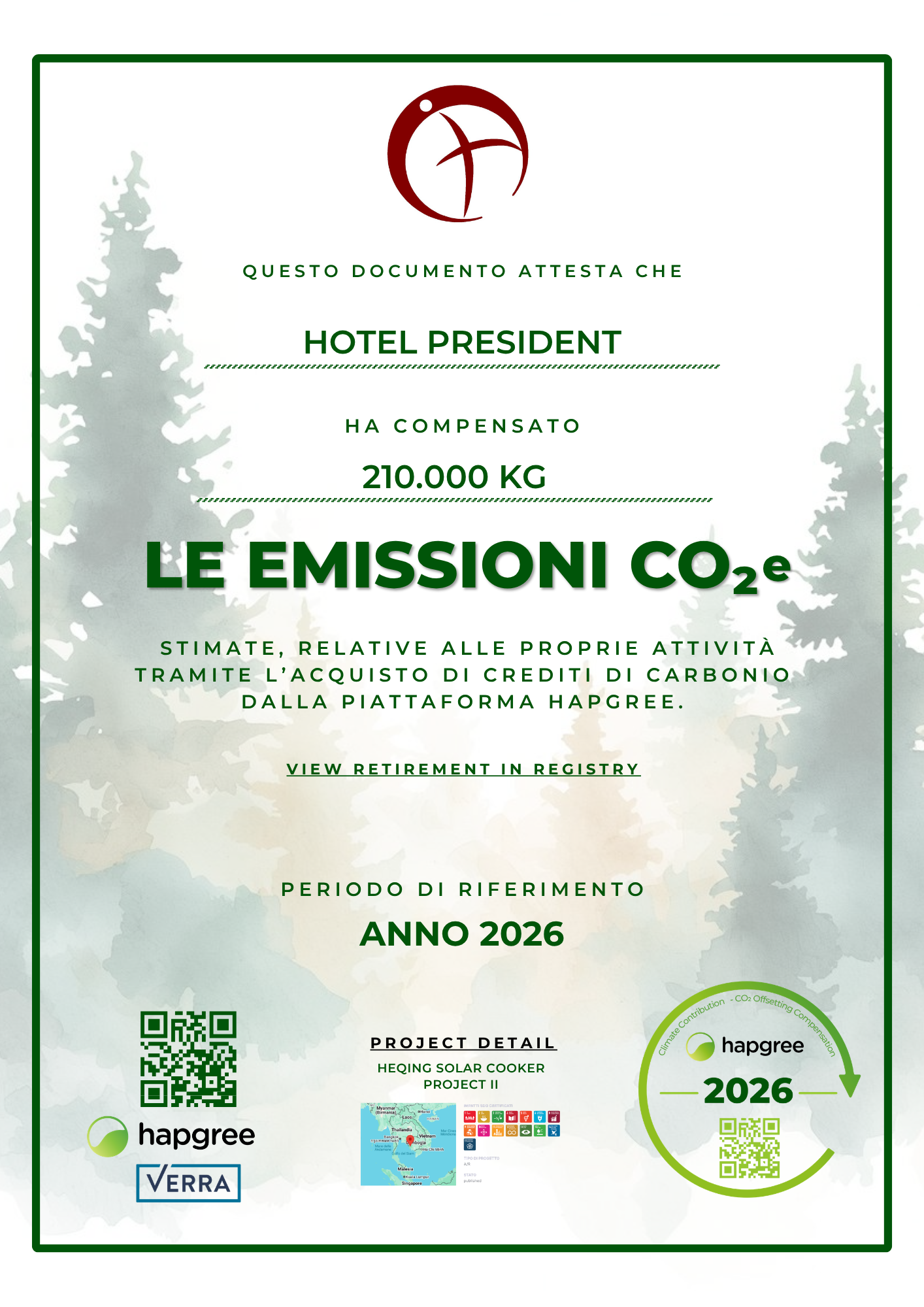 Certificato di compensazione Hotel President